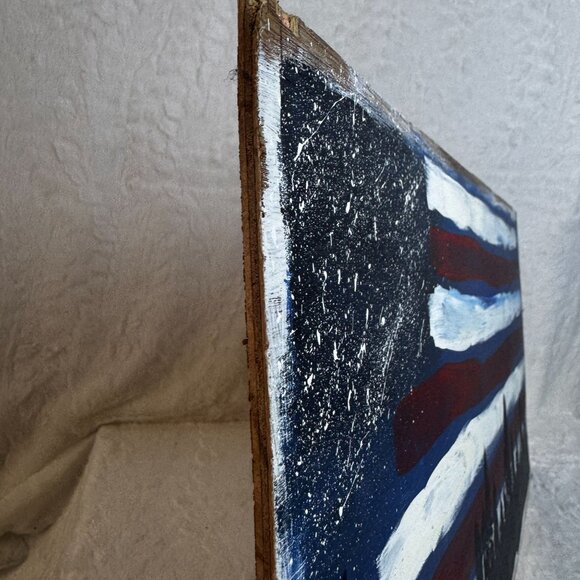 Hand-Painted American Flag On Wood With Forest Silhouette Wall Art - Picture 3 of 6